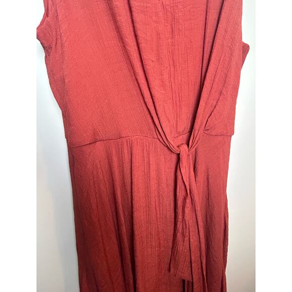 Luxology Sleeveless Swing Dress Size 12 Burnt Orange Sharkbite Hem - Picture 3 of 10